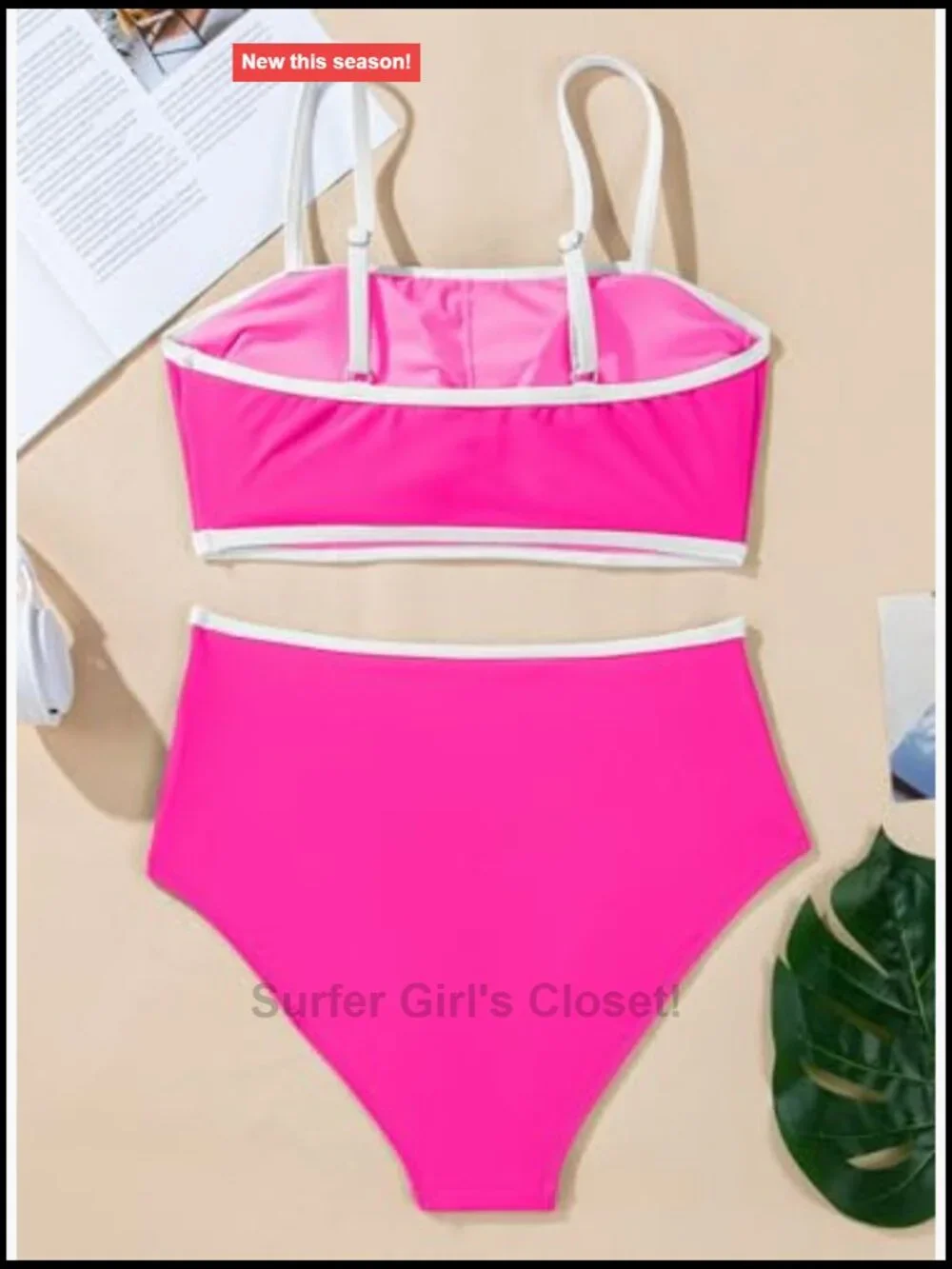 Women's Colorblock Bikini Set Square Neck Adjustable Straps Bathing Suit